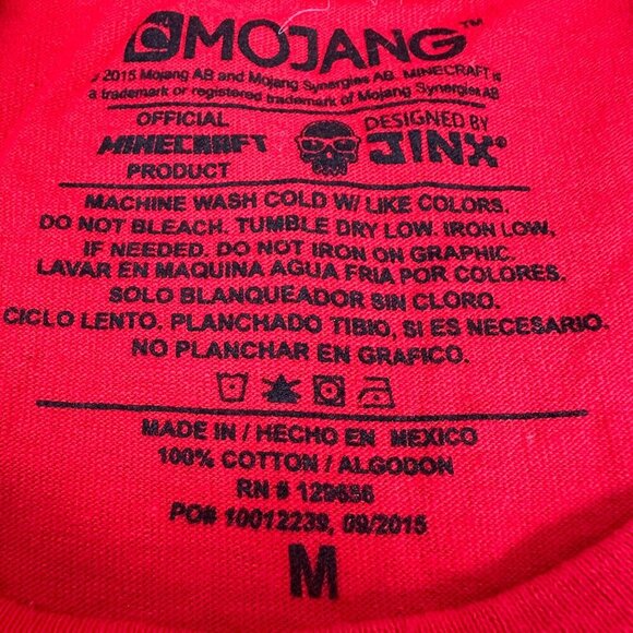 Mojang Minecraft Youth Boys Short Sleeved T-Shirt Size M Red - Picture 3 of 3